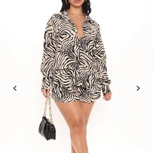 Fashion Nova Zebra Print Mini Skirt - Black & Cream